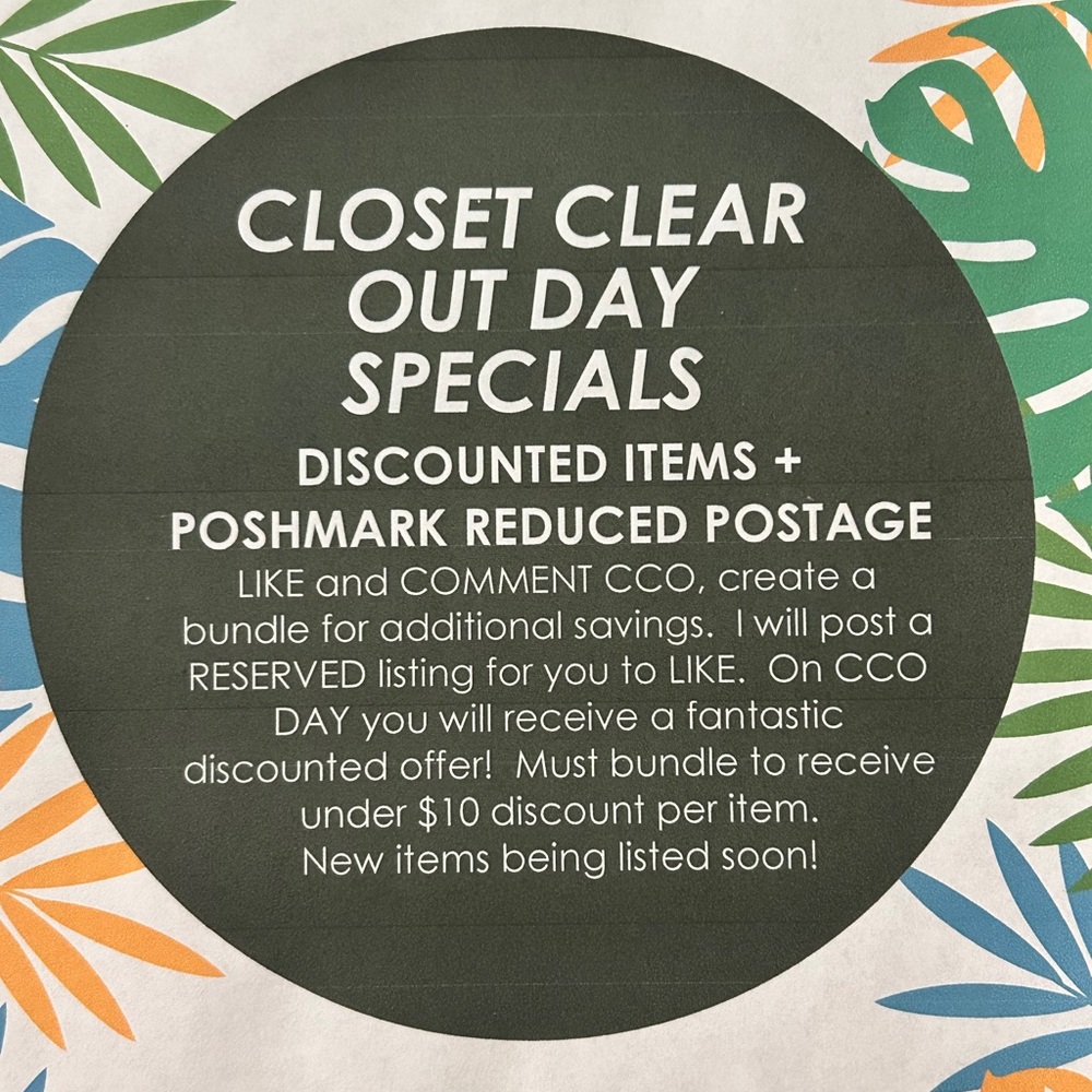 ❤️Closet Clear Out Day Specials. Let’s save you $!  (Usually Fridays & Sundays)